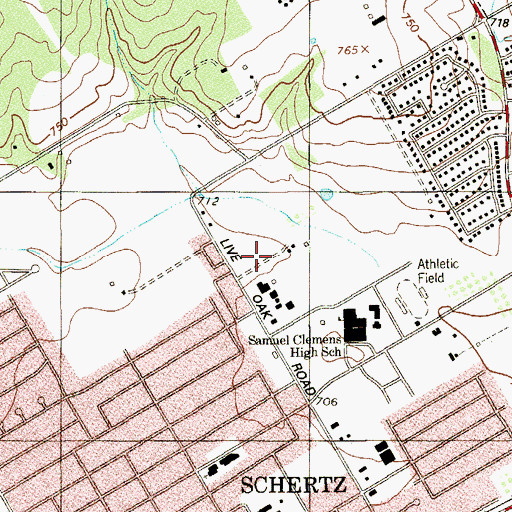 Topographic Map of Schertz Emergency Medical Services, TX