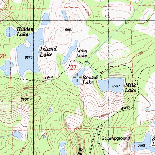 Topographic Map of Round Lake, CA