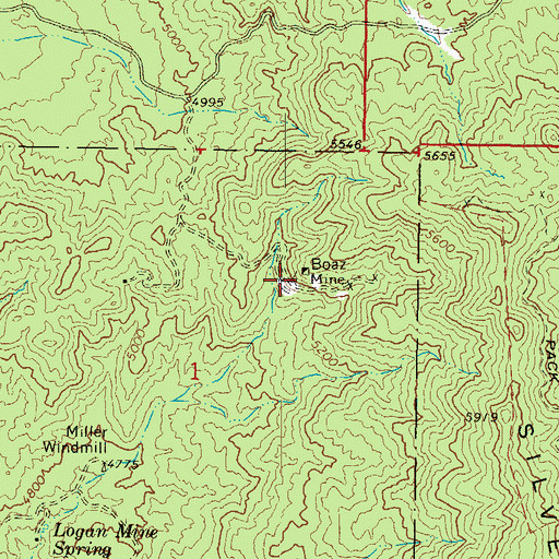 Topographic Map of Boaz Mine, AZ
