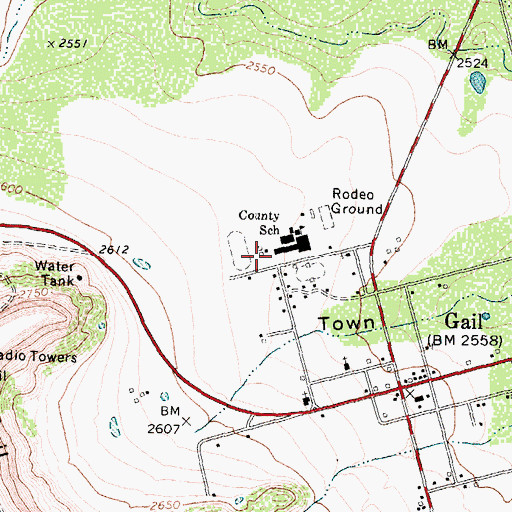 Topographic Map of Borden County Emergency Medical Services, TX