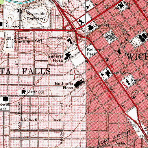Topographic Map of Air - Evac Lifeteam 34 Wichita Falls, TX