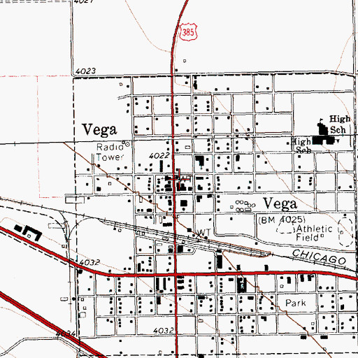 Topographic Map of Vega Volunteer Emergency Medical Services, TX