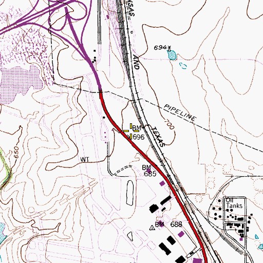 Topographic Map of Mercy Medflight, TX