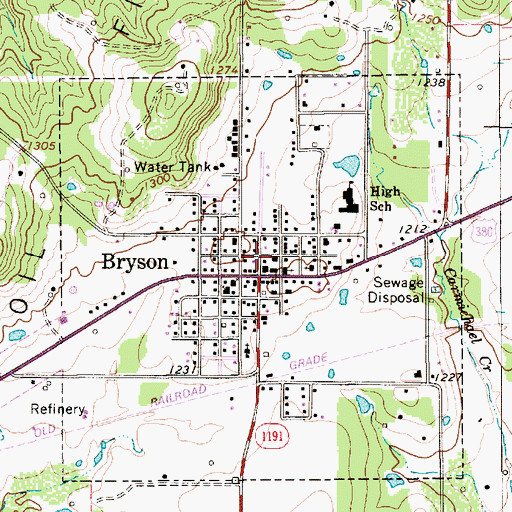 Topographic Map of Bryson Volunteer Emergency Medical Service, TX
