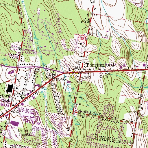 Topographic Map of Torringford Volunteer Fire Department, CT