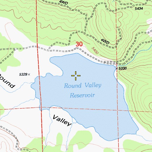 Topographic Map of Round Valley, CA