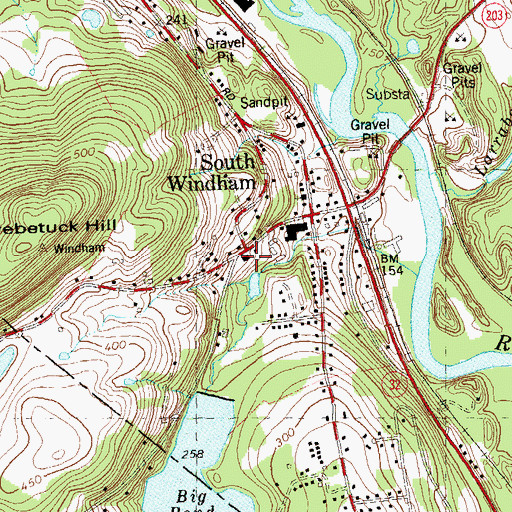 Topographic Map of South Windham Fire Department, CT