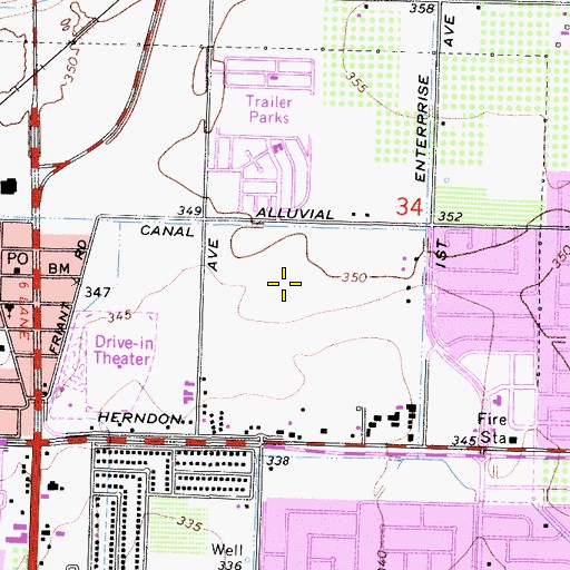 Topographic Map of Kaiser Permanente Fresno Medical Center, CA