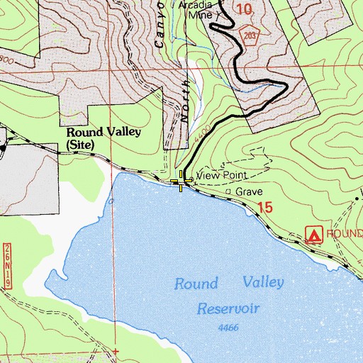 Topographic Map of Round Valley Reservoir, CA