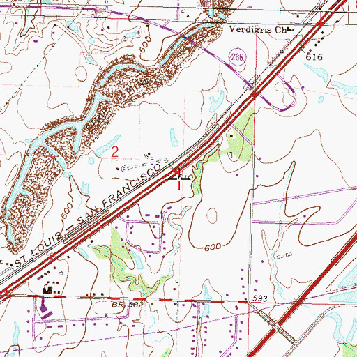 Topographic Map of Verdigris Fire Protection District, OK