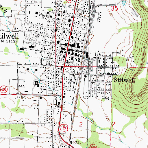 Topographic Map of Stilwell Fire Department, OK