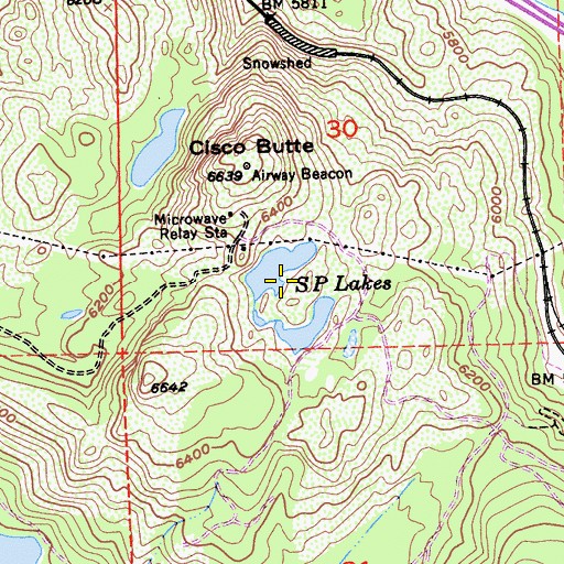 Topographic Map of S P Lakes, CA