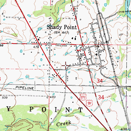 Topographic Map of Shady Point Fire Department, OK