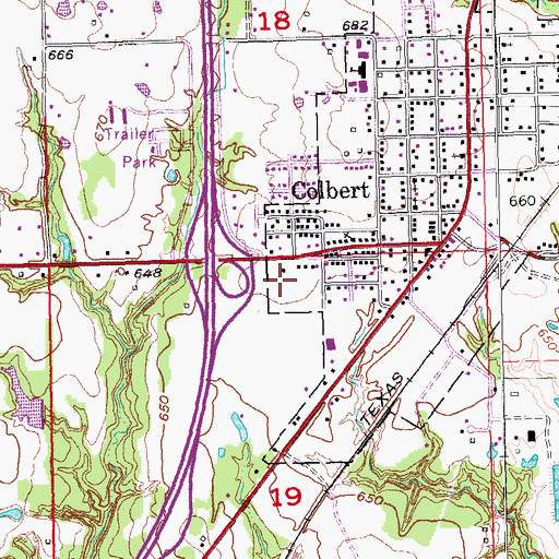 Topographic Map of Colbert Fire Department, OK