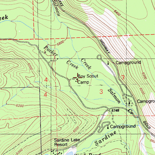 Topographic Map of Sacramento Boy Scout Camp, CA