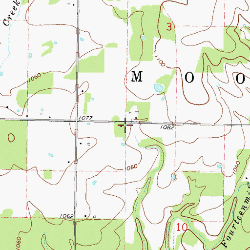 Topographic Map of Lowrey Volunteer Fire Department Station 2, OK