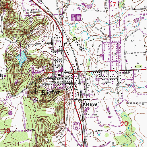 Topographic Map of Kiefer Volunteer Fire Department Station 2, OK