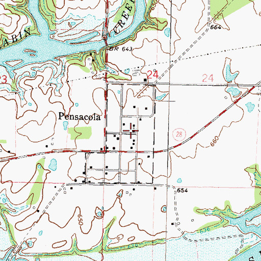 Topographic Map of Cabin Creek Fire Department, OK