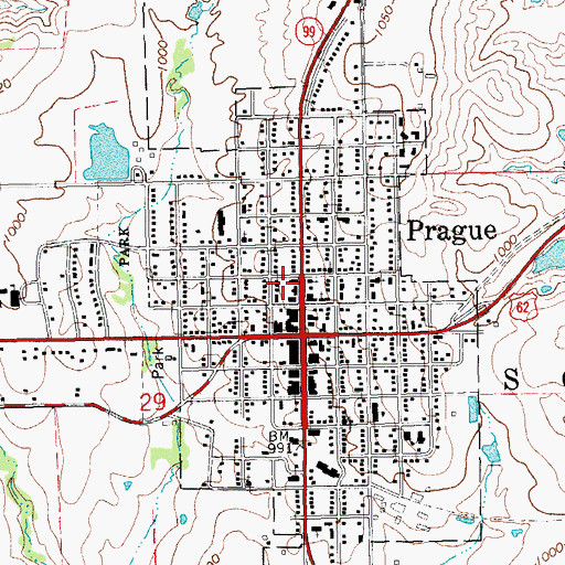 Topographic Map of Prague Fire Department, OK