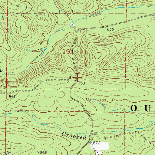 Topographic Map of Post Mountain Fire Department, OK