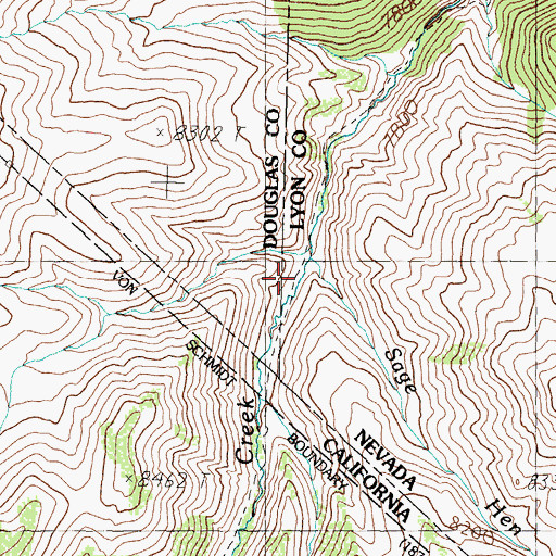 Topographic Map of Sage Hen Creek, CA