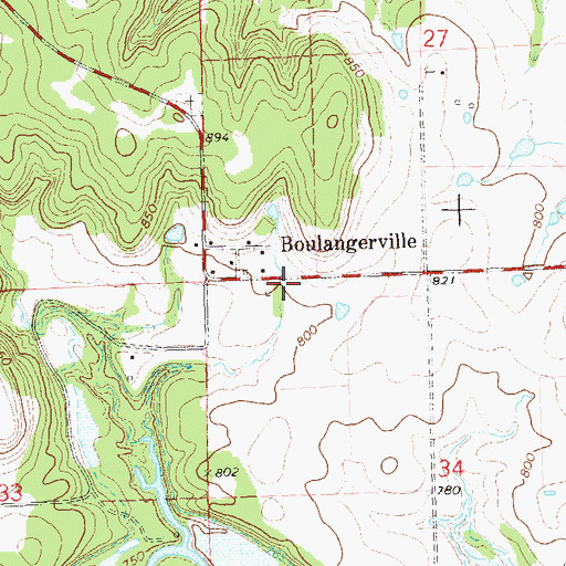 Topographic Map of Boulanger Rural Fire Department, OK