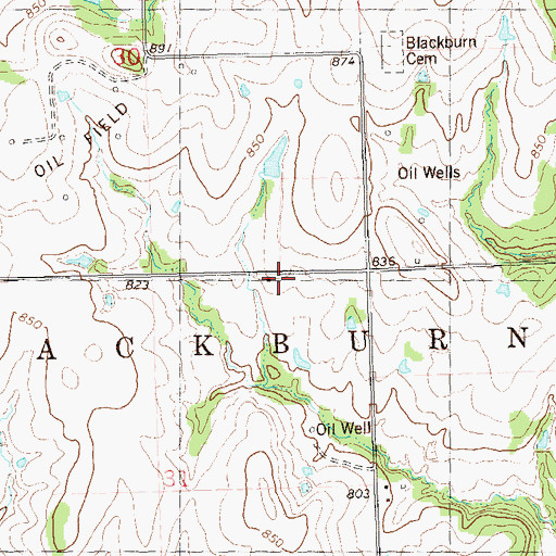 Topographic Map of Blackburn Rural Fire Department, OK