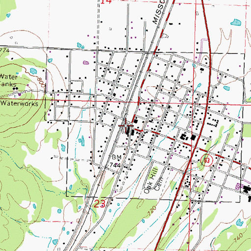Topographic Map of Kiowa Volunteer Fire Department, OK