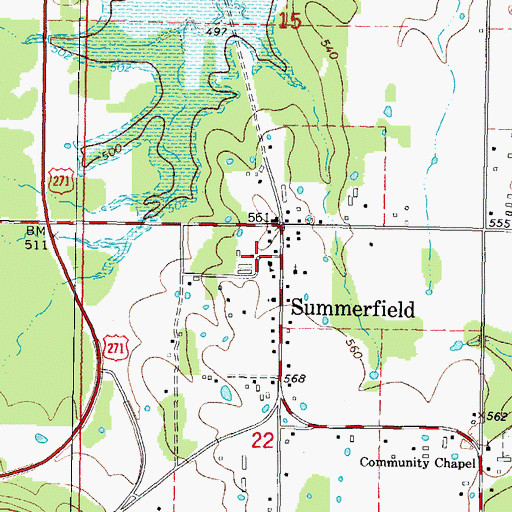 Topographic Map of Summerfield Fire Department, OK