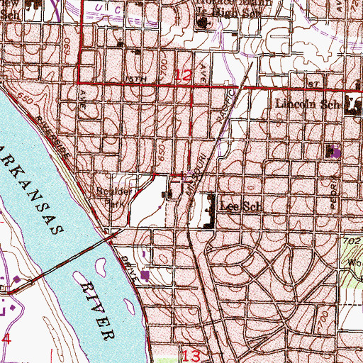 Topographic Map of Tulsa Fire Department Station 5, OK