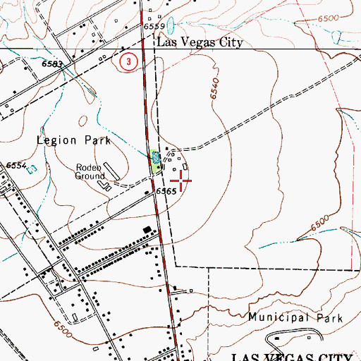Topographic Map of City of Las Vegas Fire Department Station 1 Headquarters, NM