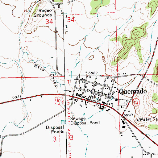 Topographic Map of Catron County Ambulance Service Quemado, NM