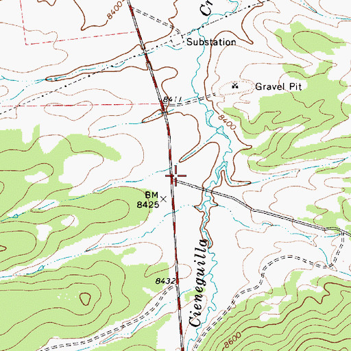 Topographic Map of Angel Fire Fire Department Station 1, NM