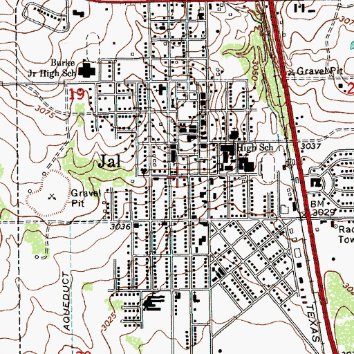 Topographic Map of Jal Volunteer Fire Department, NM
