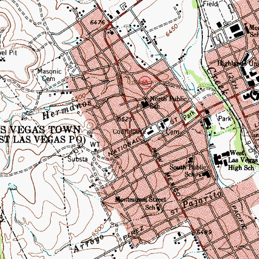 Topographic Map of City of Las Vegas Fire Department Station 2, NM