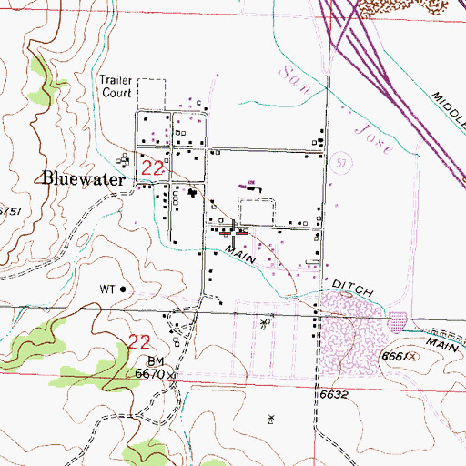 Topographic Map of Bluewater Village Fire Department, NM