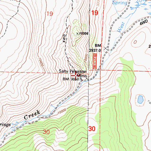 Topographic Map of Salty Peterson Mine, CA
