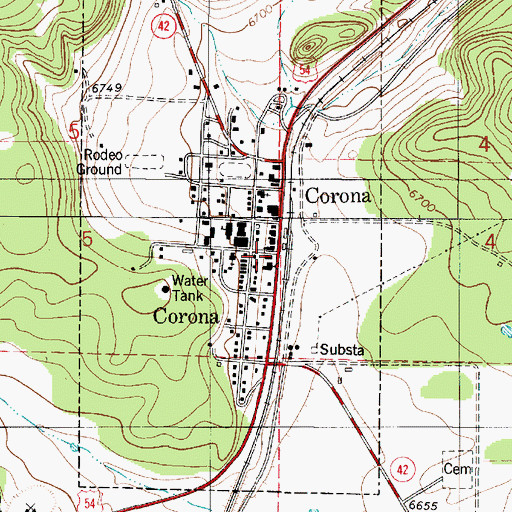 Topographic Map of Corona Fire Department, NM