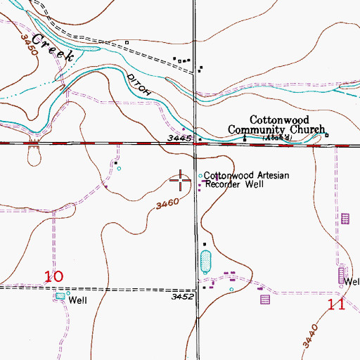 Topographic Map of Cottonwood Volunteer Fire Department Station 2, NM