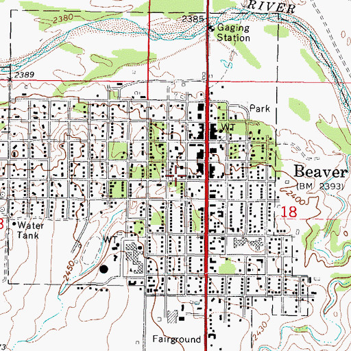 Topographic Map of Beaver Fire Department, OK
