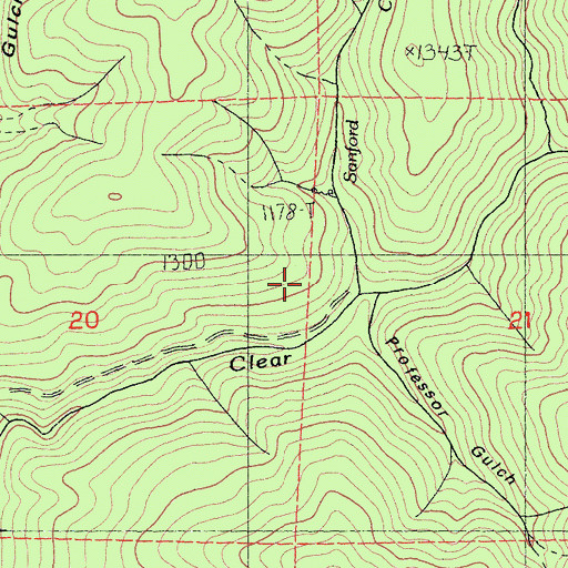 Topographic Map of Sanford Creek, CA