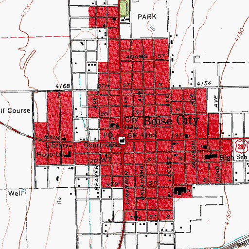 Topographic Map of Boise City Fire Department, OK