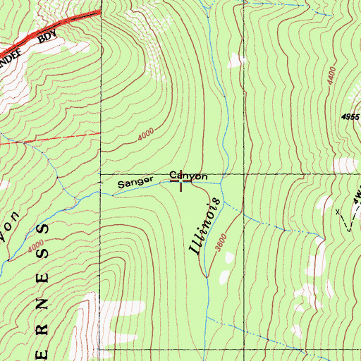Topographic Map of Sanger Canyon, CA