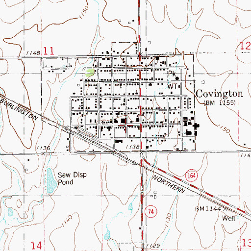 Topographic Map of Covington Volunteer Fire and Rescue, OK