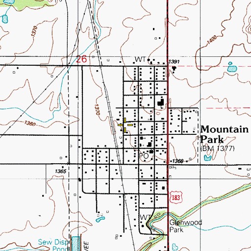 Topographic Map of Mountain Park Volunteer Fire Department, OK
