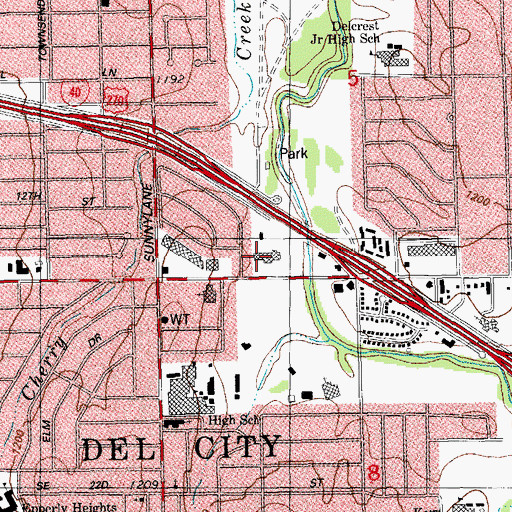 Topographic Map of Del City Fire Department Station 1, OK
