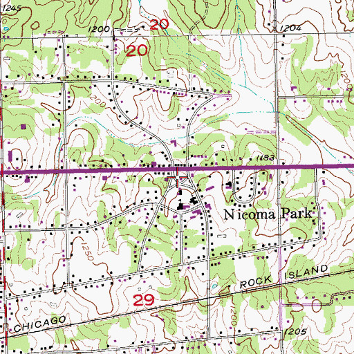 Topographic Map of Nicoma Park Fire Department, OK
