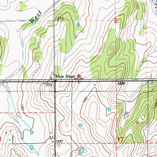 Topographic Map of New Hope Volunteer Fire Association, OK