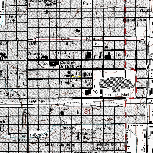 Topographic Map of Lawton Fire Department Station 1 Headquarters, OK