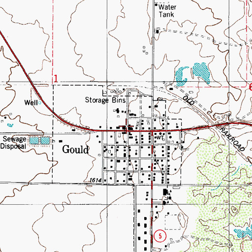 Topographic Map of Gould Volunteer Fire Department, OK